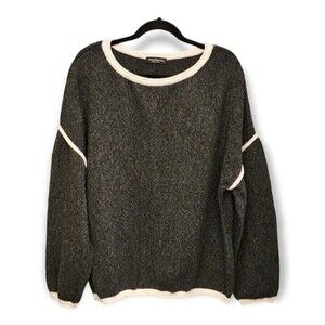 Maison Mascallier Sweater Fringe Trim on Back Grey White Size L